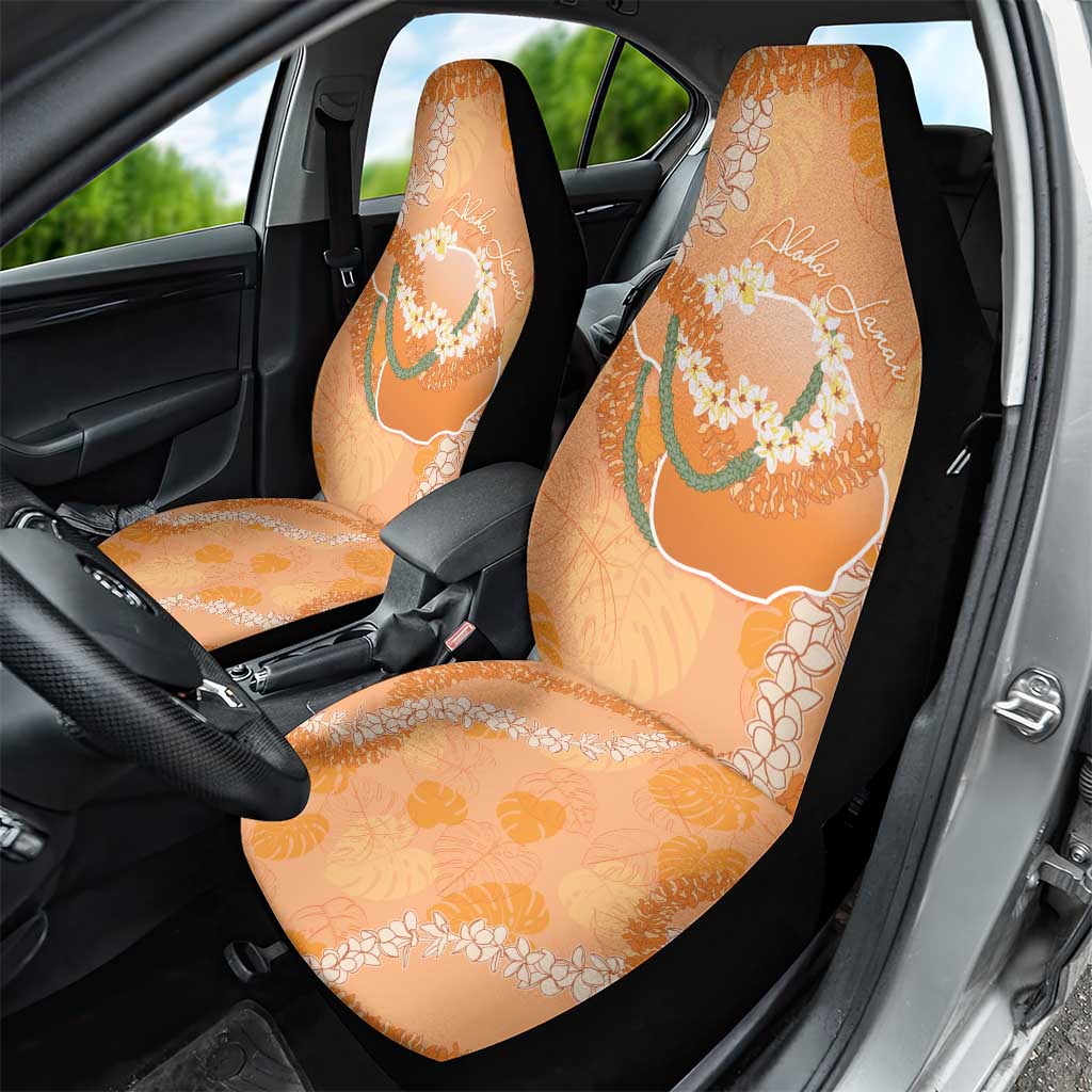 Hawaii Lanai Island Flowers Lei Car Seat Cover Orange Kaunaoa Mix Maile