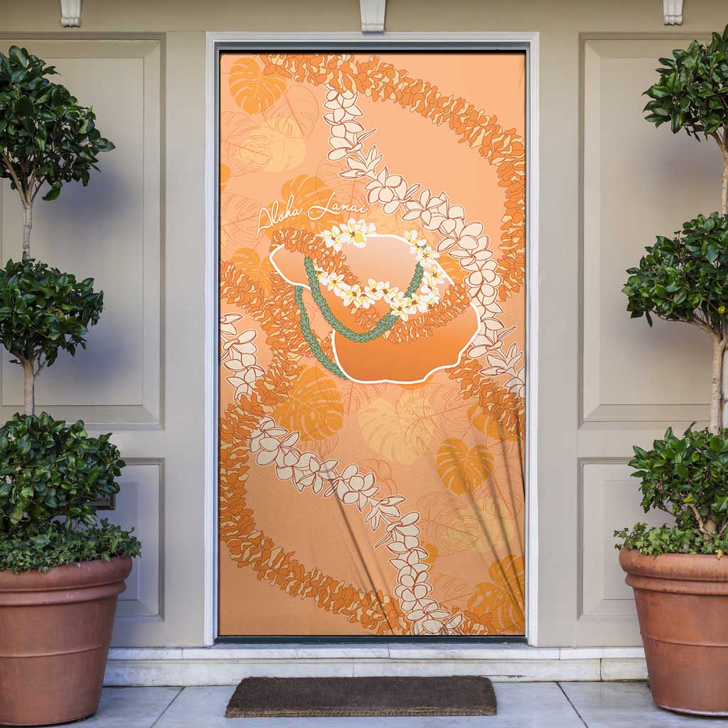 Hawaii Lanai Island Flowers Lei Door Cover Orange Kaunaoa Mix Maile
