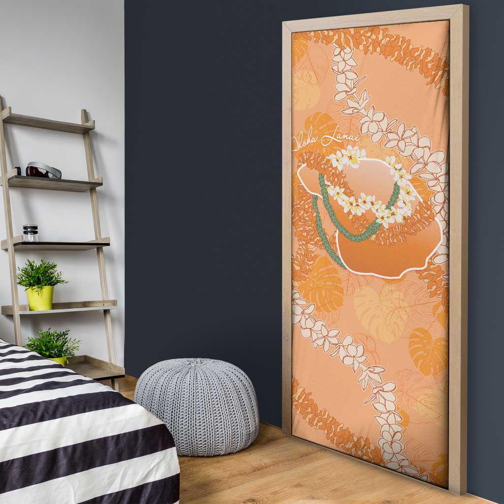Hawaii Lanai Island Flowers Lei Door Cover Orange Kaunaoa Mix Maile