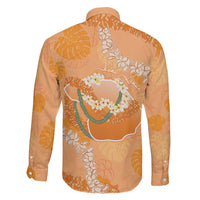 Hawaii Lanai Island Flowers Lei Family Matching Summer Maxi Dress and Hawaiian Shirt Orange Kaunaoa Mix Maile LT7 - Polynesian Pride