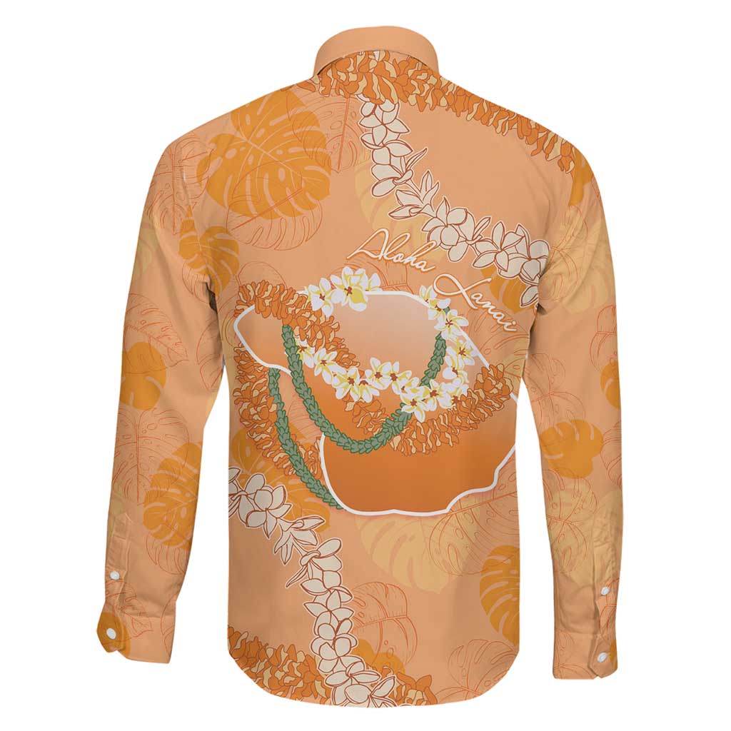 Hawaii Lanai Island Flowers Lei Family Matching Tank Maxi Dress and Hawaiian Shirt Orange Kaunaoa Mix Maile LT7 - Polynesian Pride