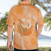 Hawaii Lanai Island Flowers Lei Hawaiian Shirt Orange Kaunaoa Mix Maile