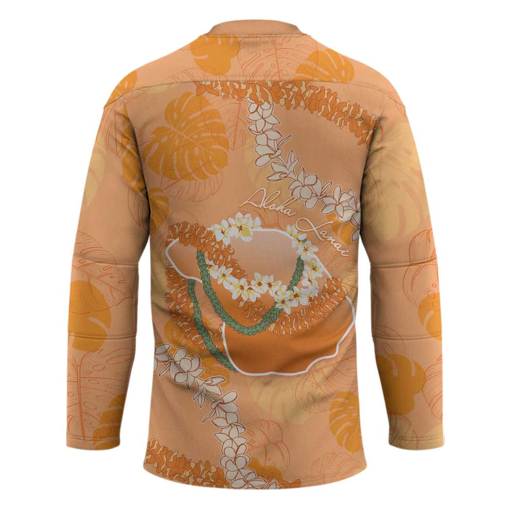 Hawaii Lanai Island Flowers Lei Hockey Jersey Orange Kaunaoa Mix Maile