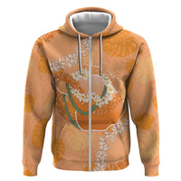 Hawaii Lanai Island Flowers Lei Hoodie Orange Kaunaoa Mix Maile