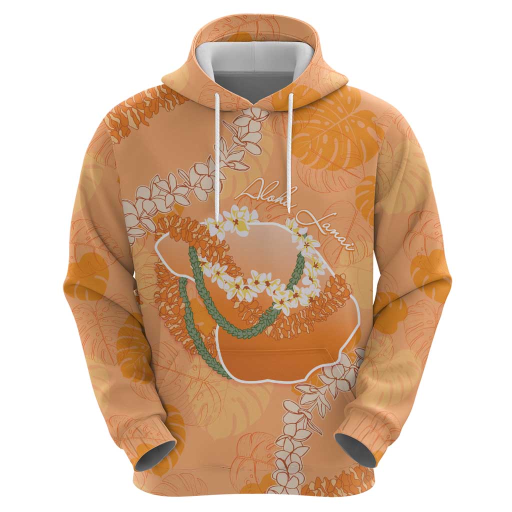 Hawaii Lanai Island Flowers Lei Hoodie Orange Kaunaoa Mix Maile