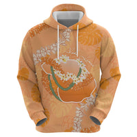 Hawaii Lanai Island Flowers Lei Hoodie Orange Kaunaoa Mix Maile