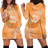 Hawaii Lanai Island Flowers Lei Hoodie Dress Orange Kaunaoa Mix Maile