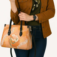 Hawaii Lanai Island Flowers Lei Leather Bag Orange Kaunaoa Mix Maile