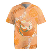 Hawaii Lanai Island Flowers Lei Rugby Jersey Orange Kaunaoa Mix Maile