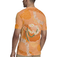 Hawaii Lanai Island Flowers Lei Rugby Jersey Orange Kaunaoa Mix Maile