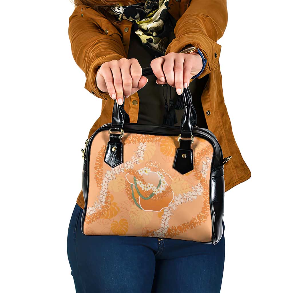 Hawaii Lanai Island Flowers Lei Shoulder Handbag Orange Kaunaoa Mix Maile