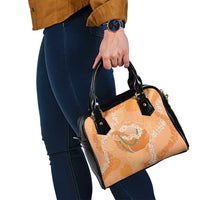 Hawaii Lanai Island Flowers Lei Shoulder Handbag Orange Kaunaoa Mix Maile