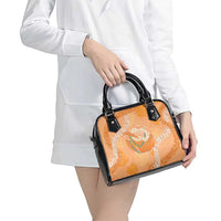 Hawaii Lanai Island Flowers Lei Shoulder Handbag Orange Kaunaoa Mix Maile