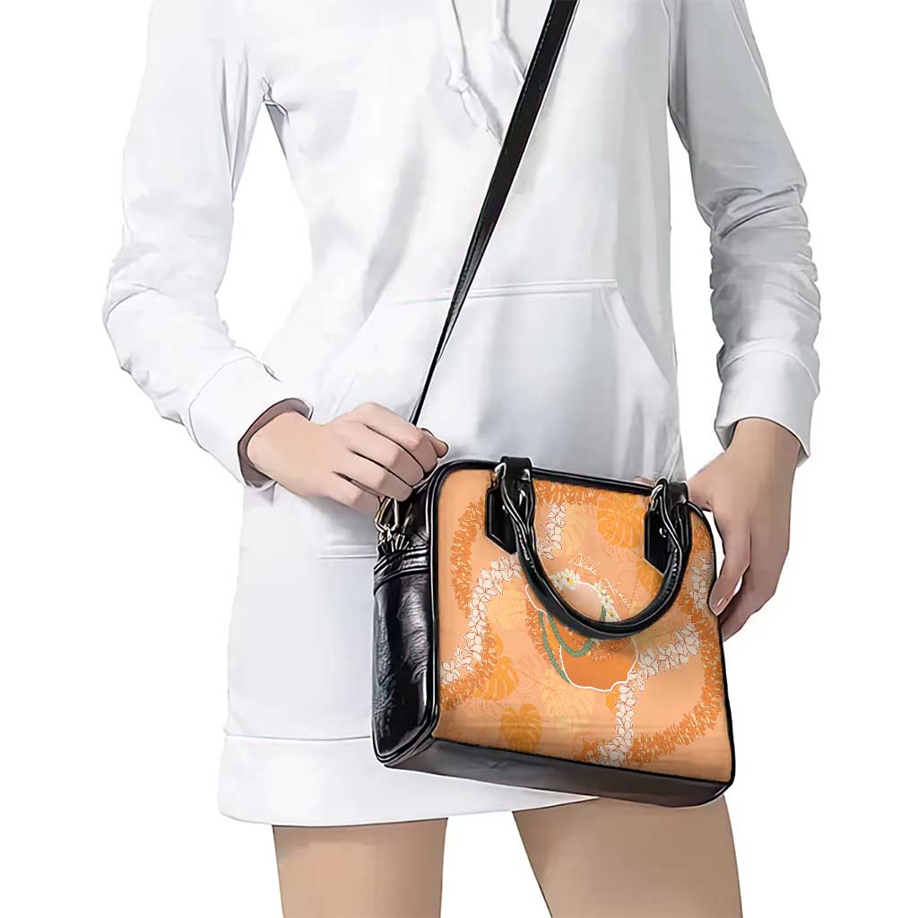 Hawaii Lanai Island Flowers Lei Shoulder Handbag Orange Kaunaoa Mix Maile