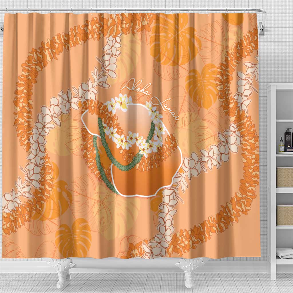 Hawaii Lanai Island Flowers Lei Shower Curtain Orange Kaunaoa Mix Maile