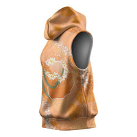 Hawaii Lanai Island Flowers Lei Sleeveless Hoodie Orange Kaunaoa Mix Maile