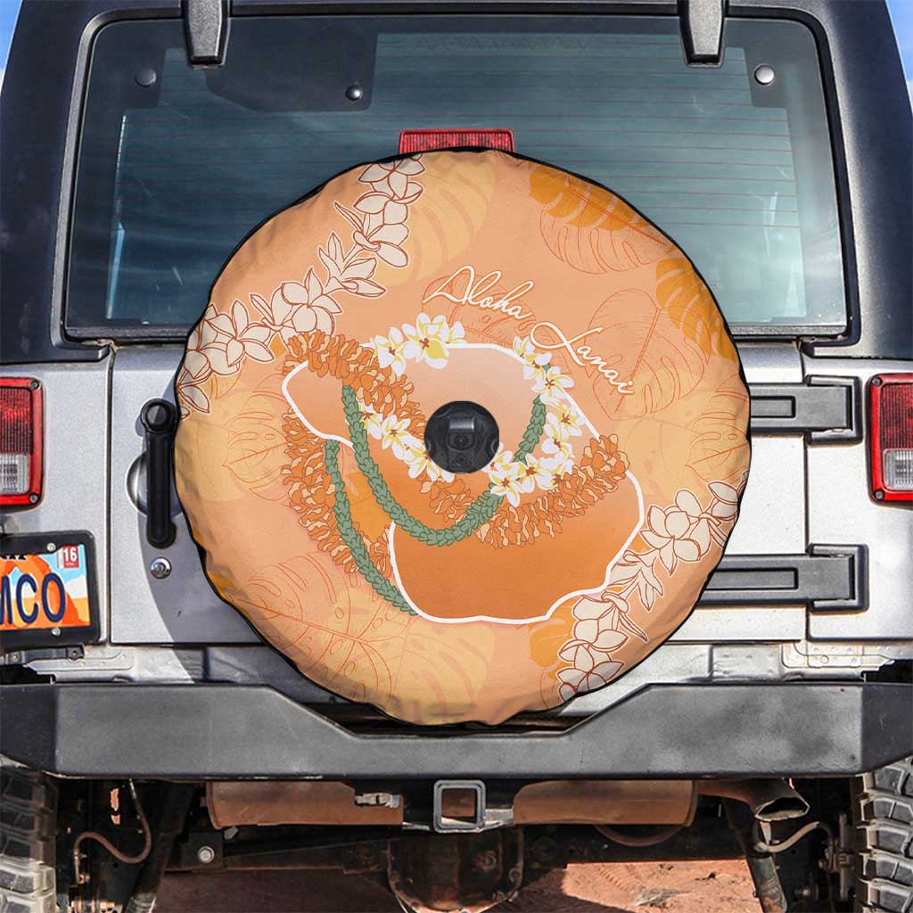 Hawaii Lanai Island Flowers Lei Spare Tire Cover Orange Kaunaoa Mix Maile