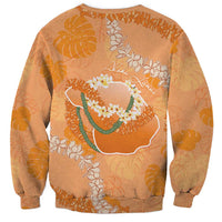 Hawaii Lanai Island Flowers Lei Sweatshirt Orange Kaunaoa Mix Maile