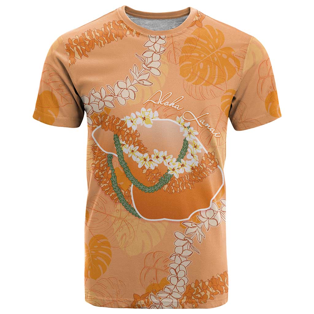 Hawaii Lanai Island Flowers Lei T Shirt Orange Kaunaoa Mix Maile