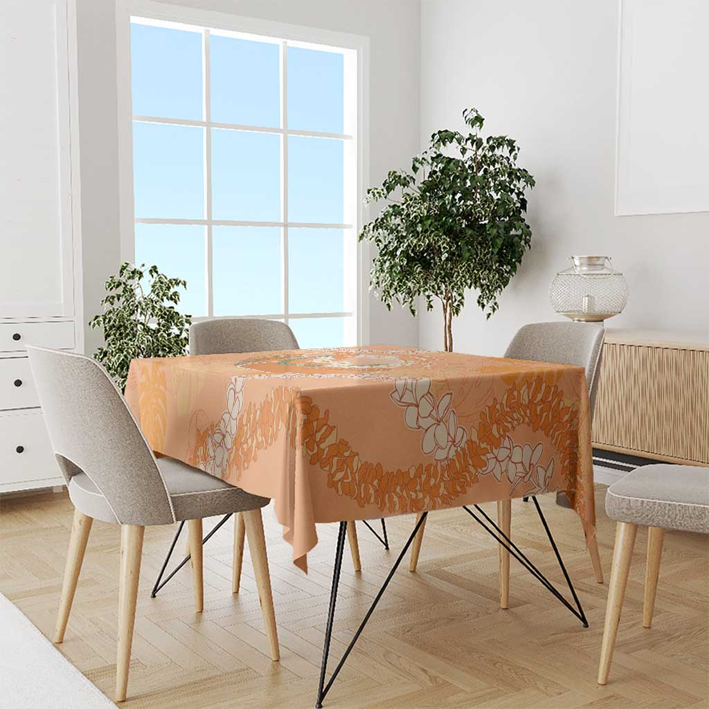 Hawaii Lanai Island Flowers Lei Tablecloth Orange Kaunaoa Mix Maile