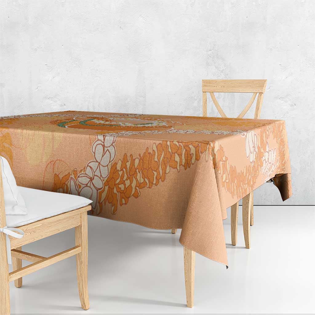 Hawaii Lanai Island Flowers Lei Tablecloth Orange Kaunaoa Mix Maile