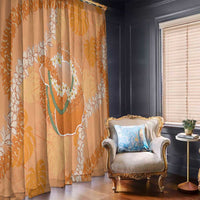 Hawaii Lanai Island Flowers Lei Window Curtain Orange Kaunaoa Mix Maile