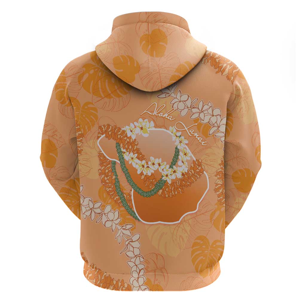 Hawaii Lanai Island Flowers Lei Zip Hoodie Orange Kaunaoa Mix Maile