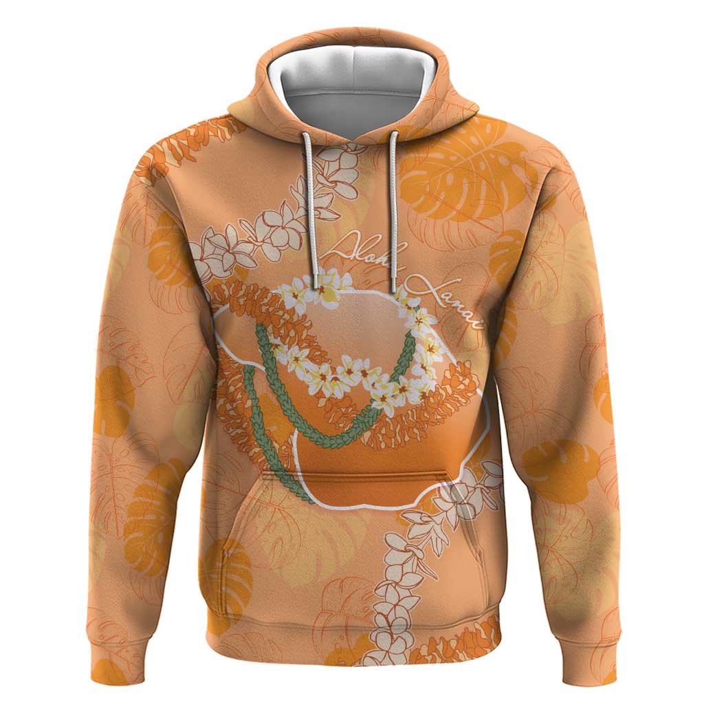 Hawaii Lanai Island Flowers Lei Zip Hoodie Orange Kaunaoa Mix Maile