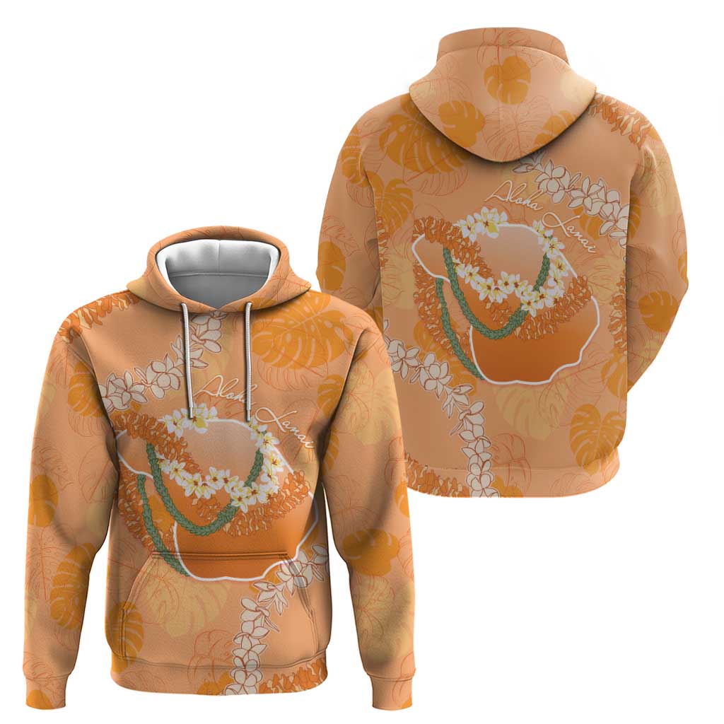 Hawaii Lanai Island Flowers Lei Zip Hoodie Orange Kaunaoa Mix Maile