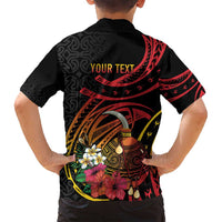 Personalized Milne Bay Family Matching Long Sleeve Bodycon Dress and Hawaiian Shirt PNG Lime Pot with Oro Tapa LT7 - Polynesian Pride