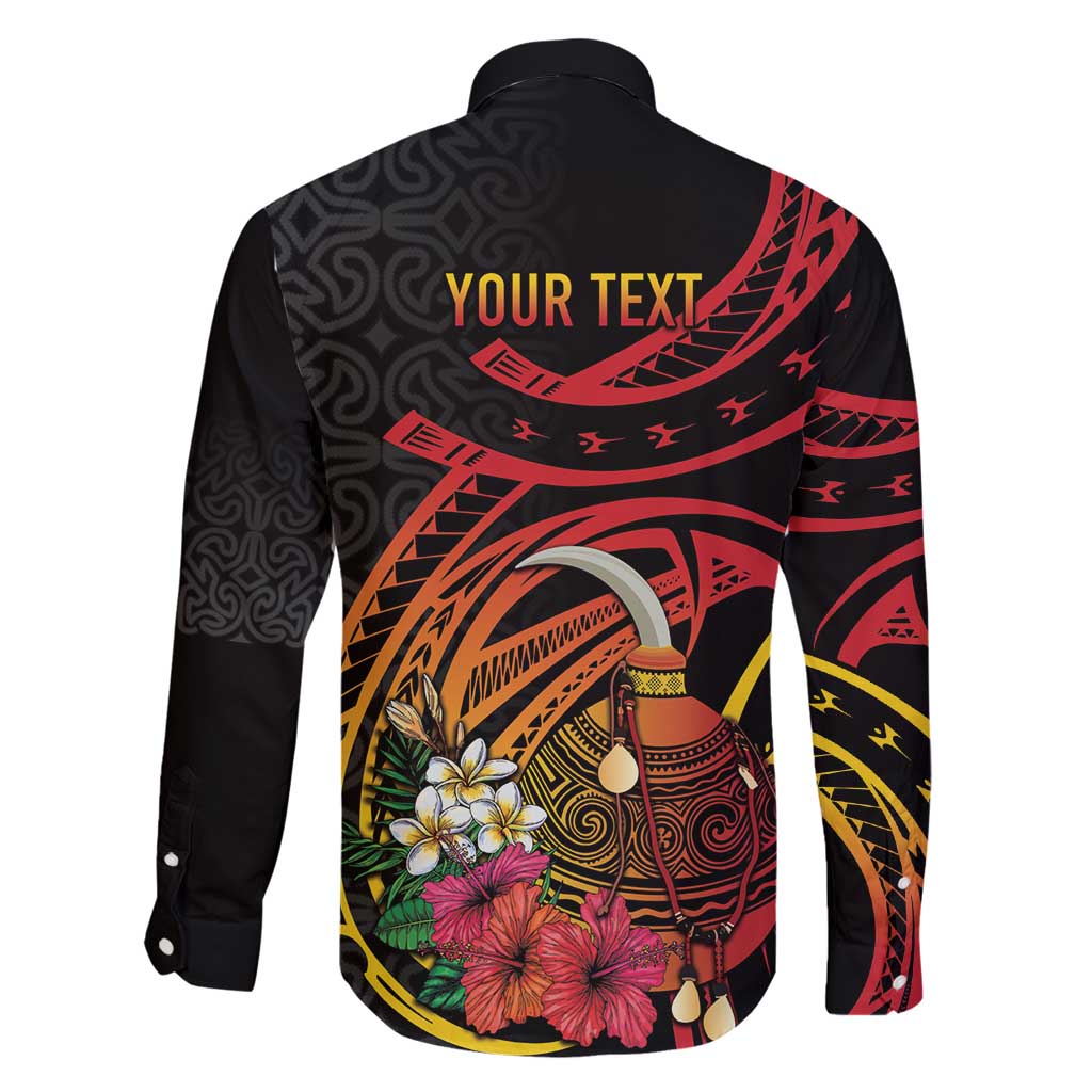 Personalized Milne Bay Family Matching Long Sleeve Bodycon Dress and Hawaiian Shirt PNG Lime Pot with Oro Tapa LT7 - Polynesian Pride