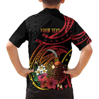 Personalized Milne Bay Family Matching Short Sleeve Bodycon Dress and Hawaiian Shirt PNG Lime Pot with Oro Tapa LT7 - Polynesian Pride