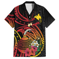 Personalized Milne Bay Family Matching Short Sleeve Bodycon Dress and Hawaiian Shirt PNG Lime Pot with Oro Tapa LT7 Dad's Shirt - Short Sleeve Black - Polynesian Pride