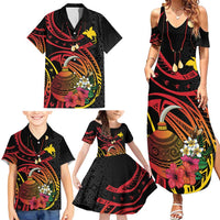 Personalized Milne Bay Family Matching Summer Maxi Dress and Hawaiian Shirt PNG Lime Pot with Oro Tapa LT7 - Polynesian Pride