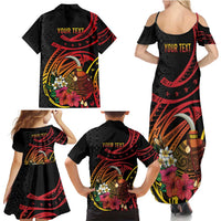 Personalized Milne Bay Family Matching Summer Maxi Dress and Hawaiian Shirt PNG Lime Pot with Oro Tapa LT7 - Polynesian Pride
