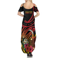 Personalized Milne Bay Family Matching Summer Maxi Dress and Hawaiian Shirt PNG Lime Pot with Oro Tapa LT7 - Polynesian Pride