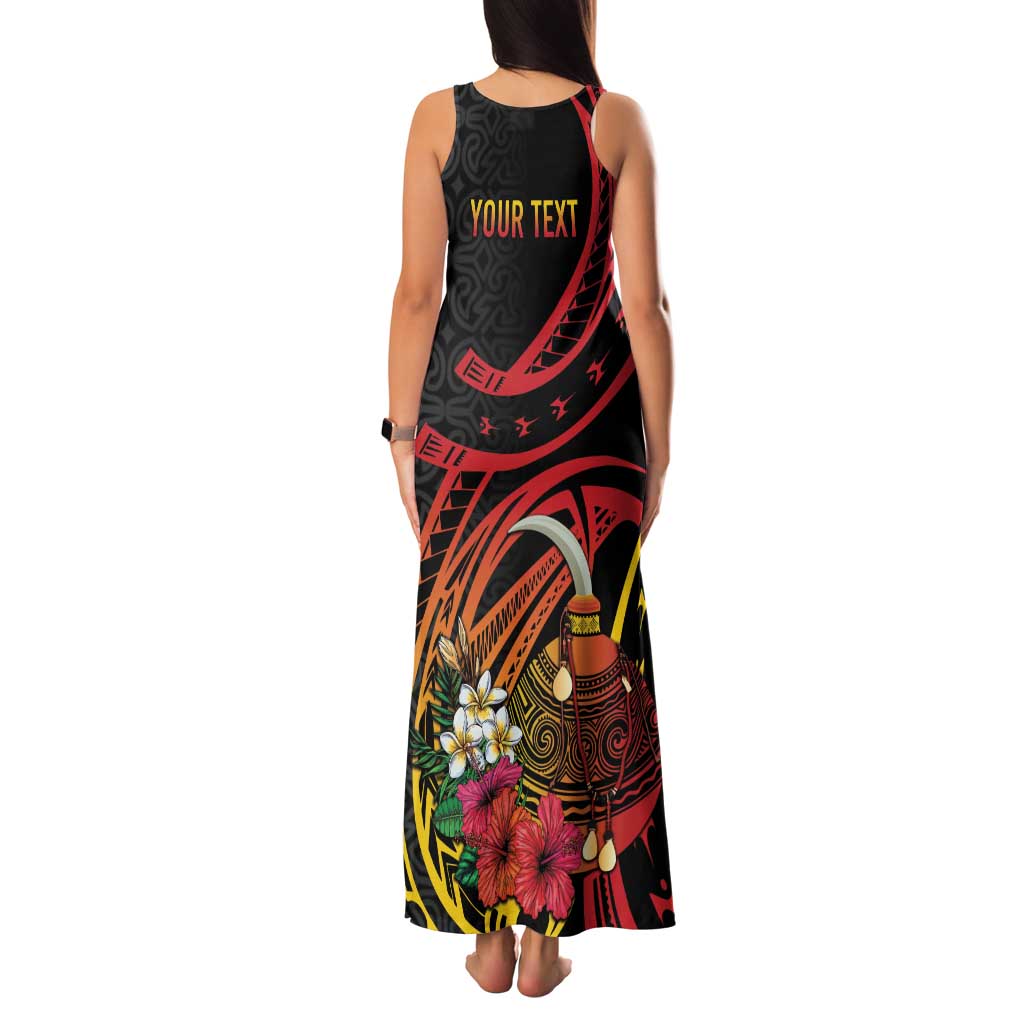 Personalized Milne Bay Family Matching Tank Maxi Dress and Hawaiian Shirt PNG Lime Pot with Oro Tapa LT7 - Polynesian Pride
