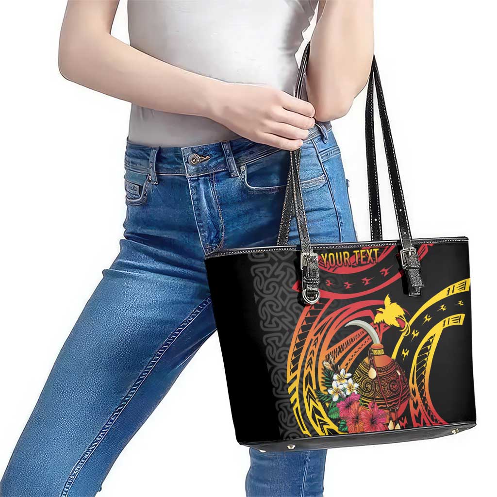 Personalized Milne Bay Leather Tote Bag PNG Lime Pot with Oro Tapa