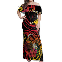 Personalized Milne Bay Off Shoulder Maxi Dress PNG Lime Pot with Oro Tapa