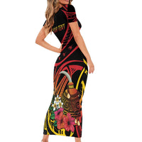 Personalized Milne Bay Short Sleeve Bodycon Dress PNG Lime Pot with Oro Tapa LT7 - Polynesian Pride