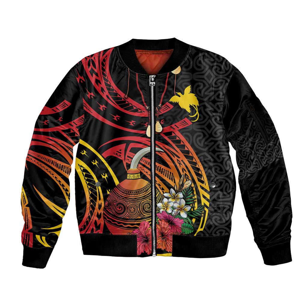 Personalized Milne Bay Sleeve Zip Bomber Jacket PNG Lime Pot with Oro Tapa
