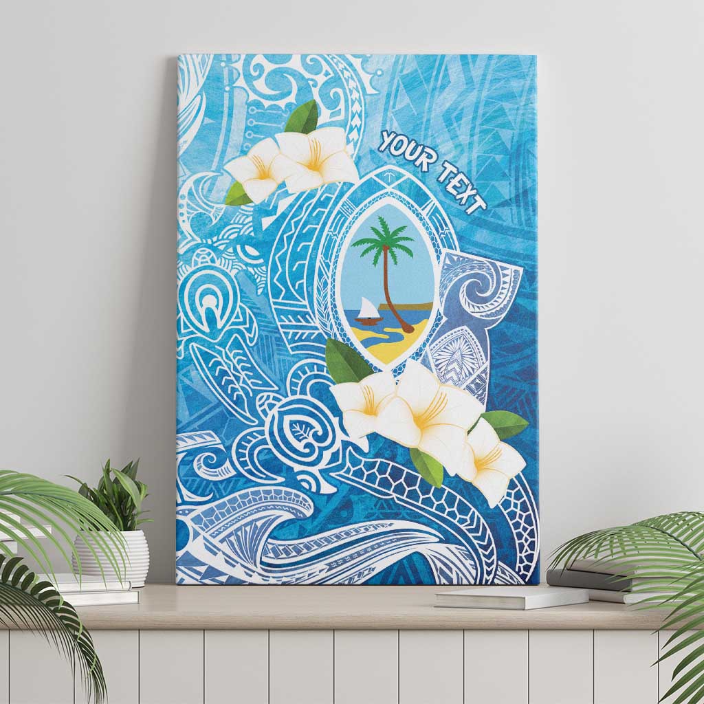 Hafa Adai Guam Chamorro Personalized Canvas Wall Art Ocean Blue Latte Stone with Guasali - Polynesian Pride