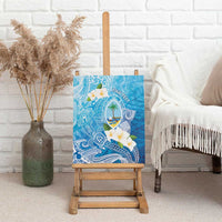 Hafa Adai Guam Chamorro Personalized Canvas Wall Art Ocean Blue Latte Stone with Guasali - Polynesian Pride