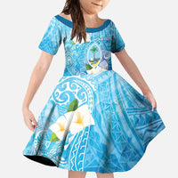 Hafa Adai Guam Chamorro Personalized Family Matching Long Sleeve Bodycon Dress and Hawaiian Shirt Ocean Blue Latte Stone with Guasali LT7 Daughter's Dress Ocean Blue - Polynesian Pride