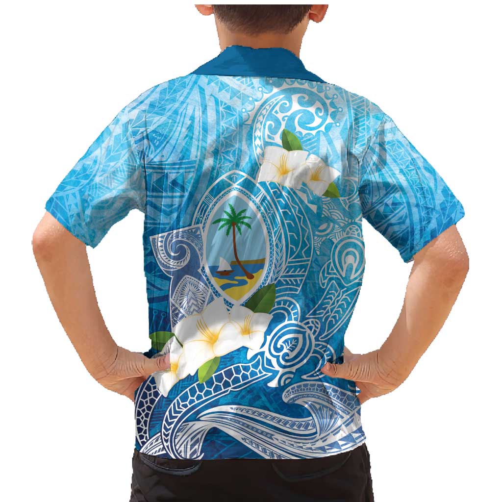 Hafa Adai Guam Chamorro Personalized Family Matching Mermaid Dress and Hawaiian Shirt Ocean Blue Latte Stone with Guasali LT7 - Polynesian Pride