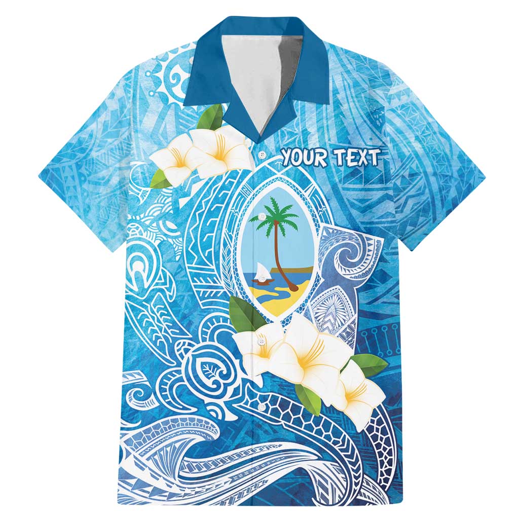 Hafa Adai Guam Chamorro Personalized Family Matching Mermaid Dress and Hawaiian Shirt Ocean Blue Latte Stone with Guasali LT7 Dad's Shirt - Short Sleeve Ocean Blue - Polynesian Pride