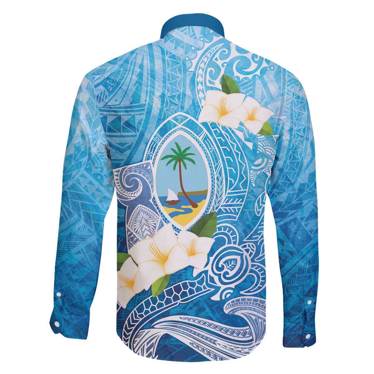 Hafa Adai Guam Chamorro Personalized Family Matching Off The Shoulder Long Sleeve Dress and Hawaiian Shirt Ocean Blue Latte Stone with Guasali LT7 - Polynesian Pride