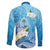 Hafa Adai Guam Chamorro Personalized Family Matching Off The Shoulder Long Sleeve Dress and Hawaiian Shirt Ocean Blue Latte Stone with Guasali - Polynesian Pride