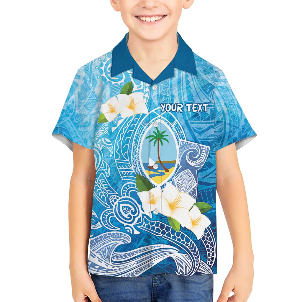 Hafa Adai Guam Chamorro Personalized Kid Hawaiian Shirt Ocean Blue Latte Stone with Guasali - Polynesian Pride