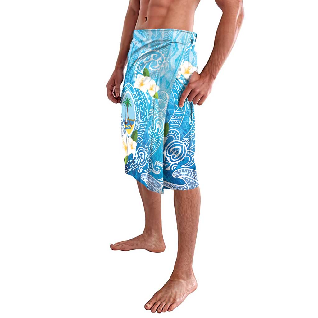 Hafa Adai Guam Chamorro Personalized Lavalava Ocean Blue Latte Stone with Guasali - Polynesian Pride